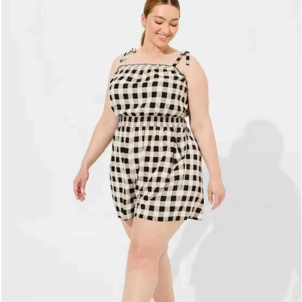 Torrid Stretch Challis Tie Strap Romper 1X